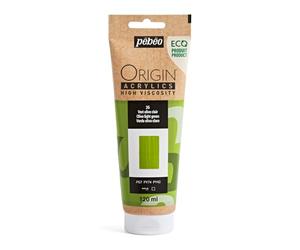 Pébéo - Origin Acrylics 120 ml - Peinture Acrylique Éco-Conçue - Haute Viscosité - Finition Mate - Liant 100% Recyclé - 96% de Matières Premières d’Origine Européenne - Vert Olive Clair