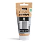 Pébéo - Origin Acrylics 60 ml - Peinture Acrylique Éco-Conçue - Haute Viscosité - Finition Métallique - Liant 100% Recyclé - 96% de Matières Premières d’Origine Européenne - Argent
