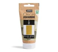 Pébéo - Origin Acrylics 60 ml - Peinture Acrylique Éco-Conçue - Haute Viscosité - Finition Métallique - Liant 100% Recyclé - 96% de Matières Premières d’Origine Européenne - Or