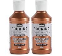 Pebeo Pouring Expériences-Peinture Acrylique Pré-mélangée Prête à l'emploi-Idéal pour Fluid Art, Cuivre métalique, 118 ml (Lot de 2)