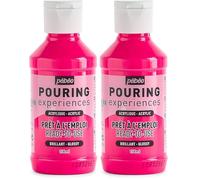 PEBEO Pouring Expériences-Peinture Acrylique Pré-mélangée Prête à l'emploi-Idéal pour Fluid Art, Rose Fluorescent, 118 ml (Lot de 2)