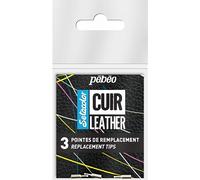 Pébéo - Set Setacolor Cuir - Pointe Marqueur Cuir et Similicuir - Personnalisation Sac, Chaussure- Résistance rayures, pliures, frottements - Sachet 3 Pointes de Rechange - 3 Pointes Extra-Fines