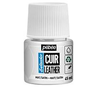 Pébéo Peinture acrylique Setacolor Cuir – Blanc pur 45 ml – Finition mate/satinée, résistante