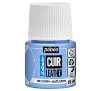 Pébéo - Setacolor Cuir - Peinture Acrylique pour Cuir et Similicuir - Personnalisation Sac, Chaussure, Sneaker- Résistance rayures, pliures, frottements - Finition Mate/Satinée - Bleu Glace - 45 ml