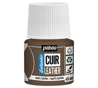 Pébéo - Setacolor Cuir -Peinture Acrylique pour Cuir et Similicuir - Personnalisation Sac, Chaussure, Sneaker- Résistance rayures, pliures, frottements - Finition Mate/Satinée - Brun Expresso - 45 ml