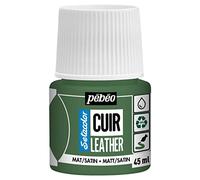 Pébéo - Setacolor Cuir -Peinture Acrylique pour Cuir et Similicuir - Personnalisation Sac, Chaussure, Sneaker- Résistance rayures, pliures, frottements - Finition Mate/Satinée - Vert Kaki - 45 ml