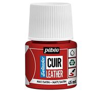 Pébéo - Setacolor Cuir - Peinture Acrylique pour Cuir et Similicuir - Personnalisation Sac, Chaussure, Sneaker- Résistance rayures, pliures, frottements - Finition Mate/Satinée - Rouge Intense- 45 ml