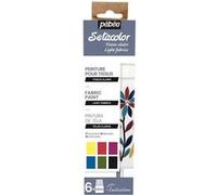 Pebeo Setacolor Initiation Set - Peinture - peinture à base d'eau - noir, bleu cobalt, fuchsia, jaune citron, vert mousse, rouge cardinal - mat - 20 ml (pack de 6) G