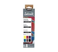 Pébéo - Setasilk Set Initiation - Kit Peinture sur soie - Assortiment 6 Flacons Bouchon Pipette de 20 ml - Couleurs Jaune primaire + Magenta + Iris + Cyan + Châtaigne + Ebène
