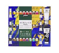 PEBEO Studio Acrylics-Set Peinture Acrylique, Couleurs complémentaires, 30 x 20 ml + 2 x 100 ml + Pinceau