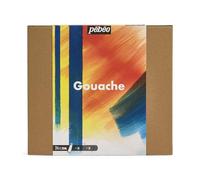 Pébéo - Studio Gouache - Set 24 Tubes 20 Ml Couleurs Assorties + Accessoires - Kit Gouache pour Artiste et Débutant - Pinceaux + Spatule + Carton Toilé - Couleurs Lumineuses et Vives