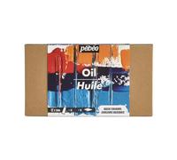 Pébéo - Studio Huile XL - Set 12 Tubes 20 Ml Couleurs Basiques + Accessoires - Kit De Peinture à l’Huile pour Artiste et Débutant - Pinceaux + Spatule + Carton Toilé - Couleurs Intenses
