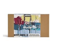 Pébéo - Studio Huile XL - Set 12 Tubes 20 Ml Couleurs Complémentaires + Accessoires - Kit de Peinture à l’Huile pour Artiste et Débutant - Pinceaux + Spatule + Carton Toilé - Couleurs Intenses