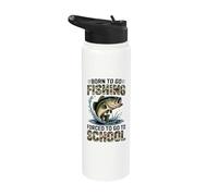 Pêche amusante pour garçons, jeunes et adolescents | Born To Go Fishing Stainless Steel Insulated Water Bottle