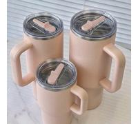 Pêche rose - Gobelet isotherme en acier inoxydable de 20/30/40 oz avec poignée et paille pliable, mug à double paroi isolé sous vide pour boissons chaudes et froides, tasse de voyage minimaliste 20oz/