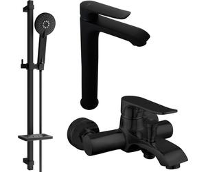Pecos DQ40 Mélangeur lavabo et baignoire avec accessoires, noir (72713DQ40-70)