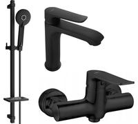 Pecos DQ40 SET mitigeur de lavabo + mitigeur de douche avec accessoires , noir (72704DQ40-70)