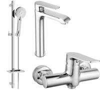 Pecos DQ40 SET mitigeur lavabo + mitigeur douche avec accessoires , chrome (72714DQ40-00)