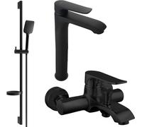 Pecos DS62 Mélangeur lavabo et baignoire avec accessoires, noir (72713DS62-70)