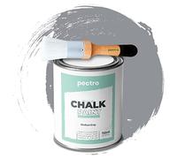 PECTRO Chalk Paint Peinture à la Craie 750ml + Brosse en Bois Spéciale Pack - Pour Meuble et Deco Maison Vintage - Effet Craie (Gris Moyen)