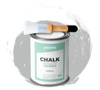 PECTRO Peinture à la craie pour meubles 750 ml + pinceau en bois spécial Pack - Effet craie - Couleurs (Gris Argent)