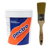 PECTRO Peinture blanche anti humidité 750 ml, Kit avec pinceau | Peinture mate respirante intérieurs murs et plafonds, cuisine, salle de bains, sous-sol