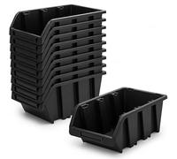 PECZEKO Coffret d'atelier empilable, boîte de rangement en PP plastique, boîte de rangement avec vue empilable, boîtes de stockage pour mur d'outils, boîte de rangement avec vue, boîte de tri - Noir
