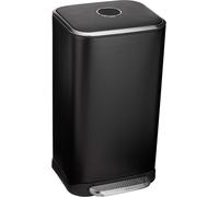 Pédaleuse de 32 litres - Poubelle avec couvercle à fermeture douce - Rectangulaire - En fer émaillé - Noire