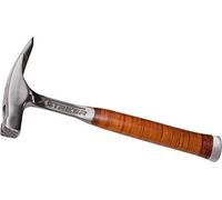Peddinghaus 5130170000 Marteau de Plafonneurs "Xstriker" 965g face plate magnetique avec Manche en Cuir, Argent/Brun