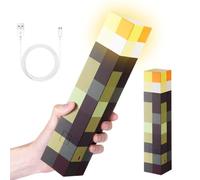 Peelanmall Lampe Torche, Torche 4 Couleurs, Lampe Murale en Forme de Torche 28cm, Lampe de Nuit Rechargeable, Éclairage Mural Cadeau pour Enfants, Pour cosplay, salon, salle de jeu (jaune)