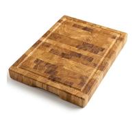 PEEWIT Planche a Decouper Bois de Bout End Grain en Chene 40 x 30 x 4 cm avec Rainure a Jus, Planche Epaisse en Bois Massif pour Couper et Servir