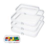 PEEXTBB Étuis à Fermeture Éclair Rigides Transparent, 4 Pièces Empilable Boîte de Rangement avec Fermeture éclair Double Sens, pour la Maison, Le Bureau et Les Etudes, 3M+1S
