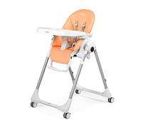 PEG Prima Pappa Follow Me Chaise Haute Bébé Inclinable, Fonction Transat, 4 Roues, Pliable et Ultra-Compacte, pour Enfants de 0 à 3 Ans (0-15 kg), Peach