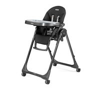 PEG Prima Pappa Follow Me Chaise Haute Bébé Inclinable, Fonction Transat, 4 Roues, Pliable et Ultra-Compacte, pour Enfants de 0 à 3 Ans (0-15 kg), True Black
