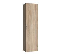Pegane Armoire 1 porte 6 étagères - Chêne