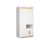 Pegane Armoire 2 portes 2 tiroirs - Blanc