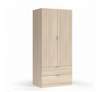 Pegane Armoire 2 portes 2 tiroirs - Chêne