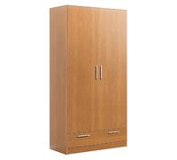 Pegane Armoire 2 portes avec tiroirs - Merisier