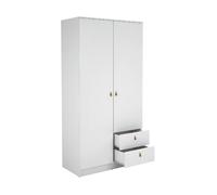Pegane Armoire 2 portes et tiroirs - Blanc