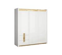 Pegane Armoire 3 portes 2 tiroirs - Blanc