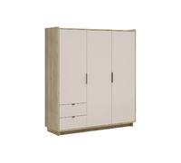 Pegane Armoire 3 portes 2 tiroirs - Chêne