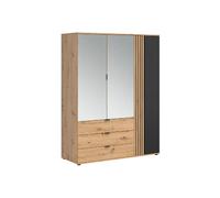 Pegane Armoire 3 portes 3 tiroirs - Chêne