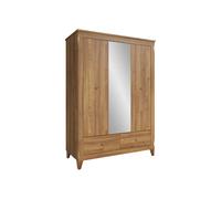 Pegane Armoire 3 portes avec miroir - Mélèze doré