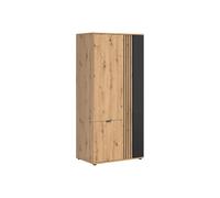 Pegane Armoire 3 portes avec penderie - Chêne