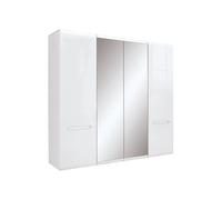 Pegane Armoire 4 portes avec miroir - Blanc