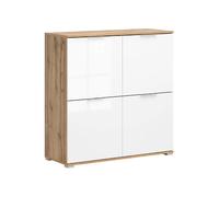 Pegane Armoire 4 portes - Chêne et blanc