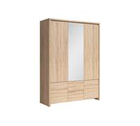 Pegane Armoire 5 portes avec miroir - Chêne Sonoma