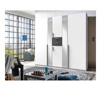 Pegane Armoire 6 portes avec miroir - Blanc