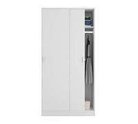 PEGANE Armoire avec 2 Portes Coulissantes Coloris Blanc - Dim : L 100 cm x H 200 x P 50 cm