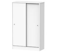 PEGANE Armoire avec 2 Portes coulissantes Coloris Blanc - Hauteur 120 x Longueur 74 x Profondeur 33 cm